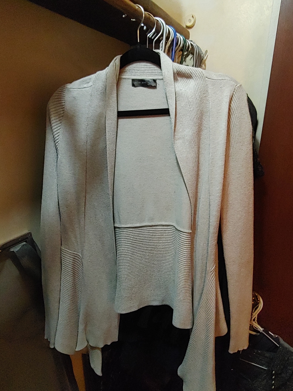 Verve Ami Beige Open-Front Ribbed Cardigan